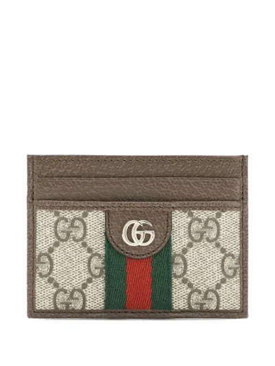 Gucci Ophidia Gg Card Case In Brown