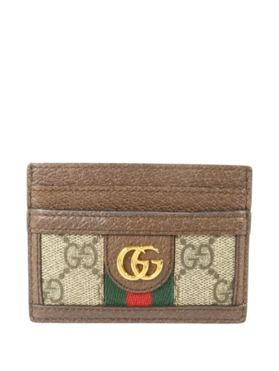 Pre-owned Gucci Ophidia Gg Card Case In Brown