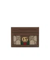 Gucci Ophidia Gg Supreme Fabric Card Holder In Brown
