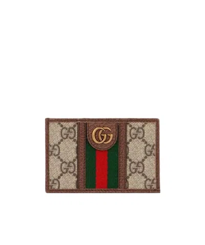 Gucci Ophidia Gg Card Case In Brown