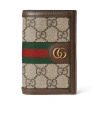 Gucci Ophidia Card Case In Beige And Ebony Gg Supreme Fabric Men In Multicolor