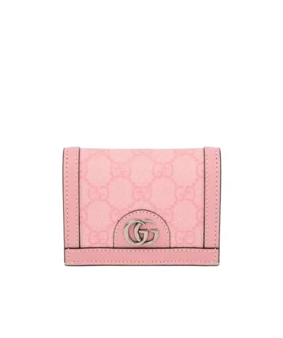 Gucci Ophidia Gg Card Holder In Pink