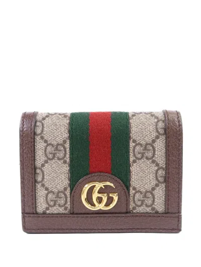 Pre-owned Gucci Ophidia Gg Case Wallet In Neutral