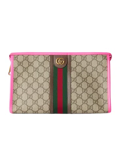 Gucci Ophidia Gg Clutch Bag In Nude