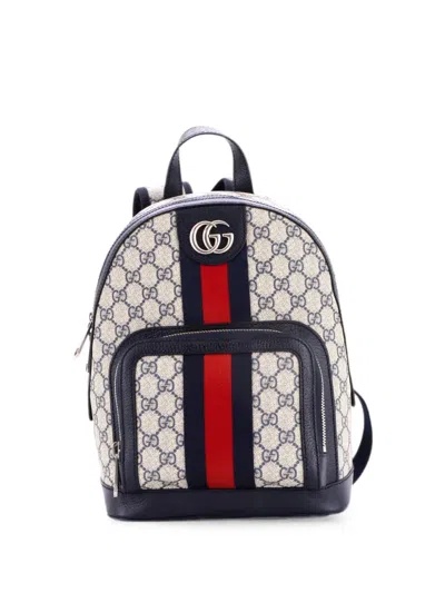 Pre-owned Gucci Ophidia Gg Coated Canvas And Leather Small Backpack In Blue