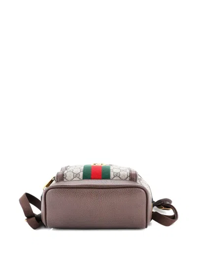 Pre-owned Gucci Ophidia Gg Coated Canvas And Leather Small Backpack In Brown