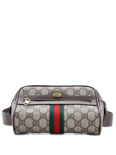 Pre-owned Gucci Ophidia Gg Coated Canvas Small Belt Bag In Brown