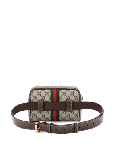 Pre-owned Gucci Ophidia Gg Coated Canvas Small Belt Bag In Brown