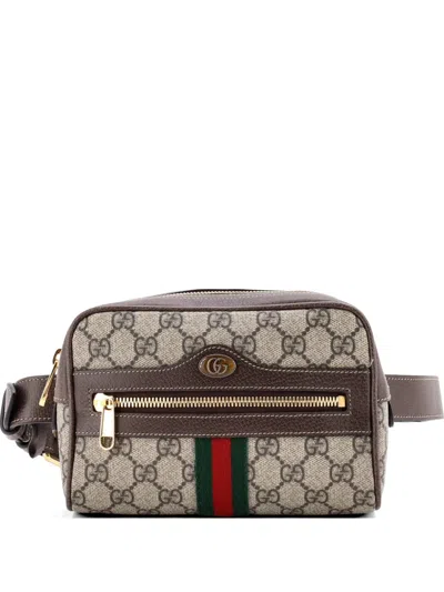 Pre-owned Gucci Ophidia Gg Coated Canvas Small Belt Bag In Brown