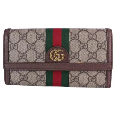 Pre-owned Gucci Ophidia Gg Continental Wallet In Gray