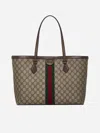 GUCCI OPHIDIA GG FABRIC AND LEATHER MEDIUM TOTE BAG