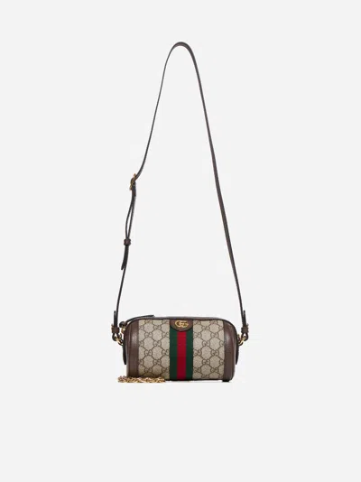 Gucci Ophidia Gg Fabric Cylinder Mini Bag In Beige,ebony