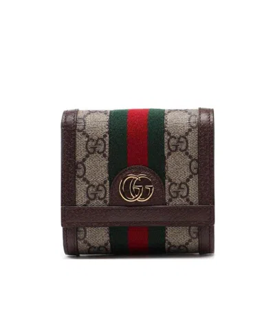 Gucci Ophidia Gg French Flap Wallet In Green
