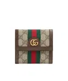 Gucci Ophidia Web Flap Canvas Wallet In Green