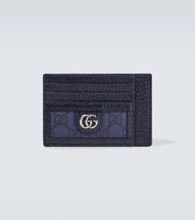 Gucci Ophidia Gg Leather Card Holder In Blue