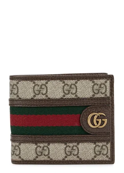 Gucci Ophidia Gg Leather Wallet In Brown