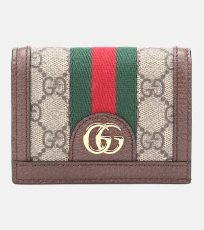 Gucci Ophidia Gg Leather Wallet In Brown