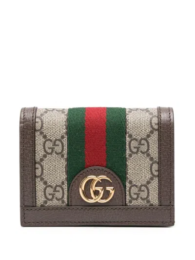 Gucci Ophidia Gg Leather Wallet In Brown