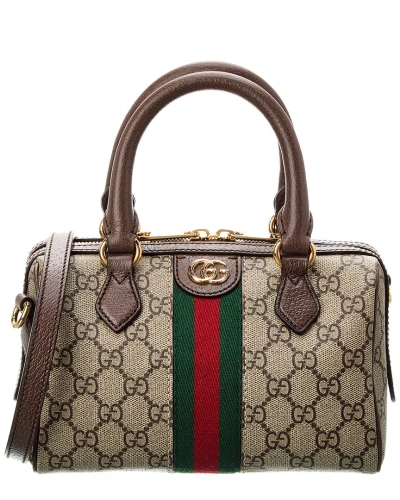 Gucci Ophidia Gg Mini Top Handle Gg Supreme Canvas & Leather Bag In Brown