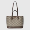 Gucci Ophidia Mini Leather-trimmed Tote Bag In Beige