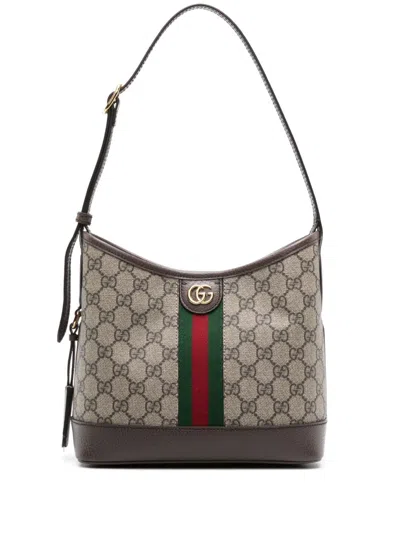 Gucci Small Ophidia Gg Canvas Hobo Bag In Beige