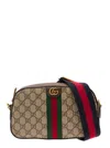 Gucci 'ophidia Gg Small' Beige And Ebony Crossbody Bag With Web Detail In Gg Supreme Canvas Man In Multicolor