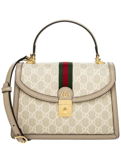 Gucci Ophidia Gg Small Canvas & Leather Bag In Neutral