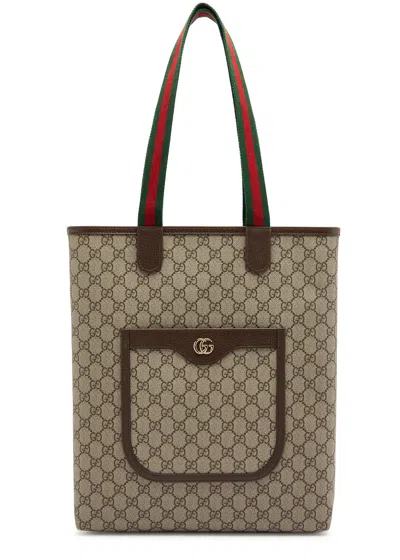 Gucci Ophidia Gg Small Monogrammed Tote In Brown