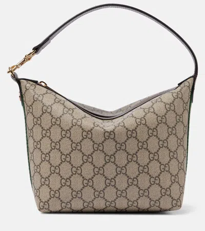 Gucci Ophidia Gg Super Mini Canvas Shoulder Bag In Brown