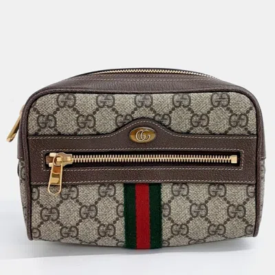 Pre-owned Gucci Ophidia Gg Supreme Beige/brown Coated Canvas Belt Bag In Sand