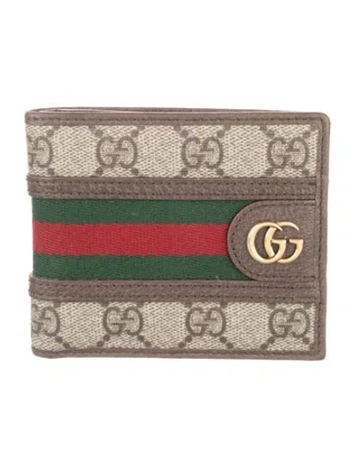 Pre-owned Gucci Ophidia Gg Supreme Bifold Wallet In Brown