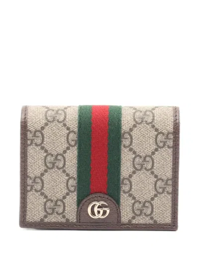 Pre-owned Gucci Ophidia Gg Supreme Bi-fold Wallet In Neutrals