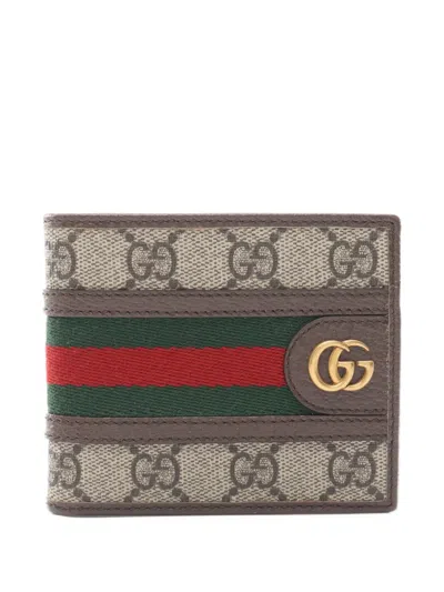 Pre-owned Gucci Ophidia Gg Supreme Bi-fold Wallet In Neutrals