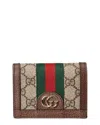 Gucci Ophidia Gg Supreme Canvas & Leather Card Case In Beige