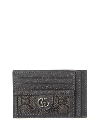 Gucci Ophidia Gg Supreme Canvas & Leather Card Case In Grey