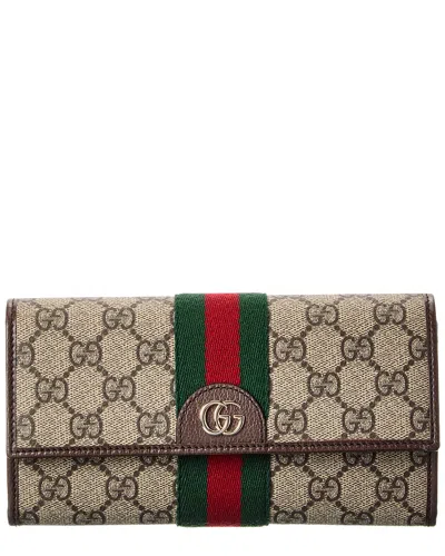Gucci Canvas Striped Wallet In Brown
