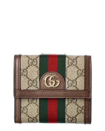 Gucci Ophidia Gg Supreme Canvas & Leather French Wallet In Multi