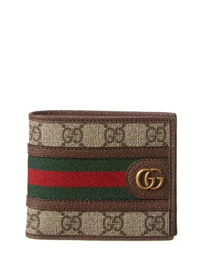 Gucci Ophidia Gg Supreme Canvas & Leather Wallet In Beige