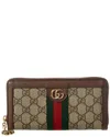Gucci Ophidia Gg Supreme Canvas & Leather Zip Around Wallet In Beige