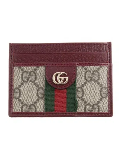 Pre-owned Gucci Ophidia Gg Supreme Card Holder In Burgundy