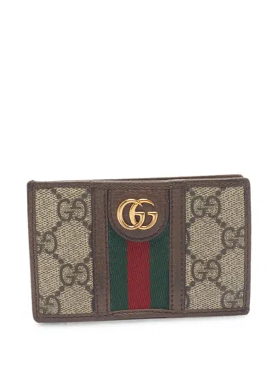 Pre-owned Gucci Ophidia Gg Supreme Card Holder In Neutral