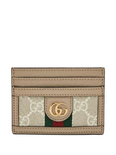 Pre-owned Gucci Ophidia Gg Supreme Card Holder In Neutrals
