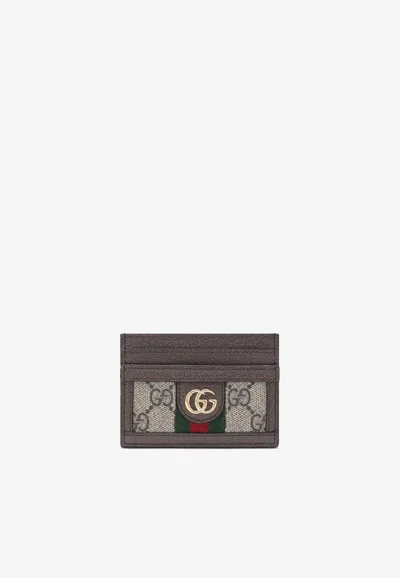 Gucci Ophidia Gg Supreme Cardholder In Sand