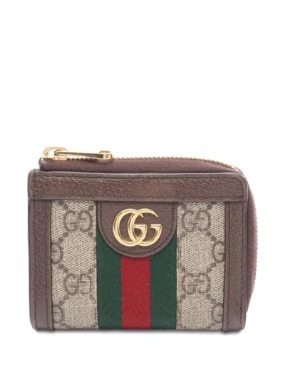 Pre-owned Gucci Ophidia Gg Supreme Coin Purse In Brown