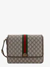 Gucci Ophidia Gg Supreme Fabric And Leather Shoulder Strap With Iconic Web Band In Neutral