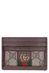 Gucci Ophidia Gg Supreme Fabric Card Holder In Beige