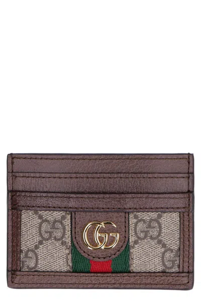 Gucci Ophidia Gg Supreme Fabric Card Holder In Beige