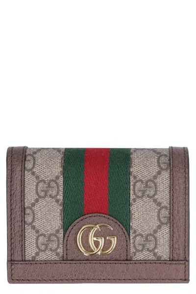 Gucci Ophidia Gg Supreme Fabric Wallet In Beige