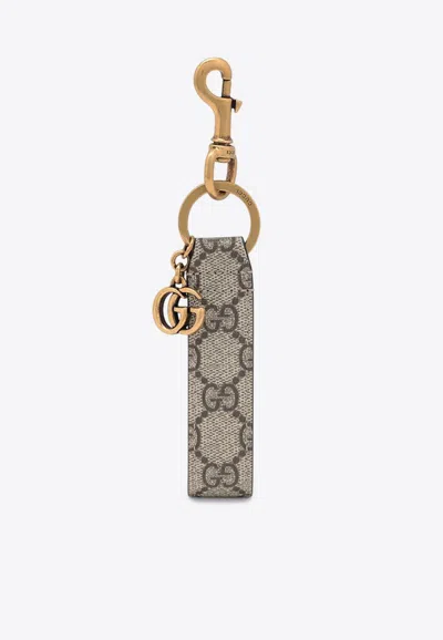 Gucci Ophidia Gg Supreme Keychain In Sand
