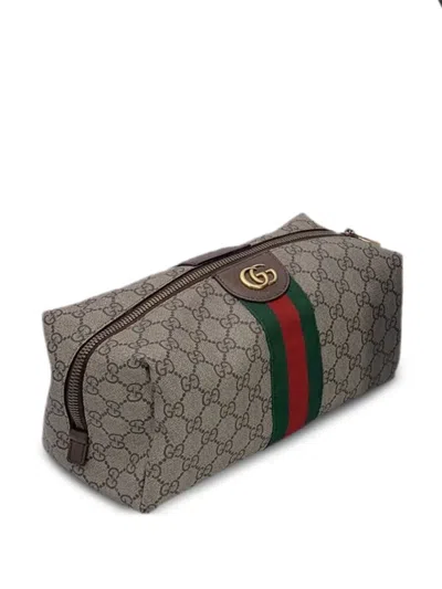 Pre-owned Gucci Ophidia Gg Supreme Make Up Bag In Brown